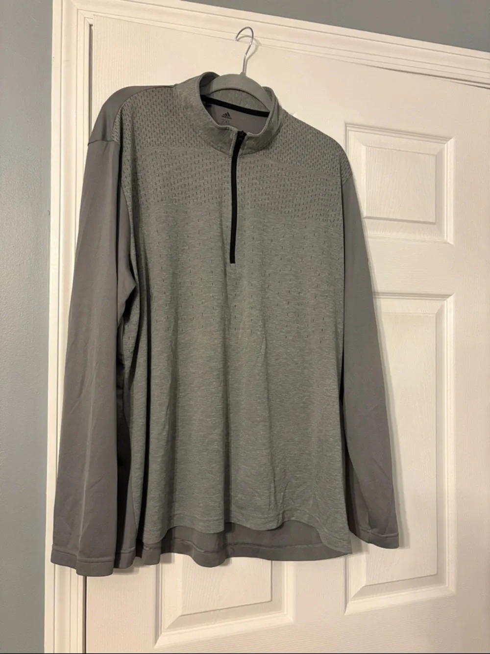 adidas Light Gray Zip-Front Pullover XXL - Picture 1 of 6